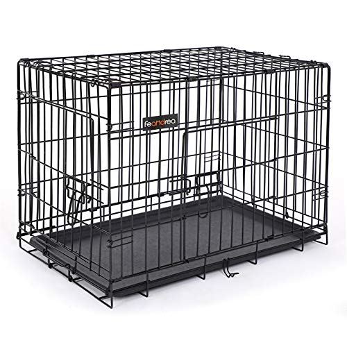 30" Hundebur Kasse Sort Sammenklappelig Transport Wire Pet Carrier Transportkasse Ppd30h fra Songmics