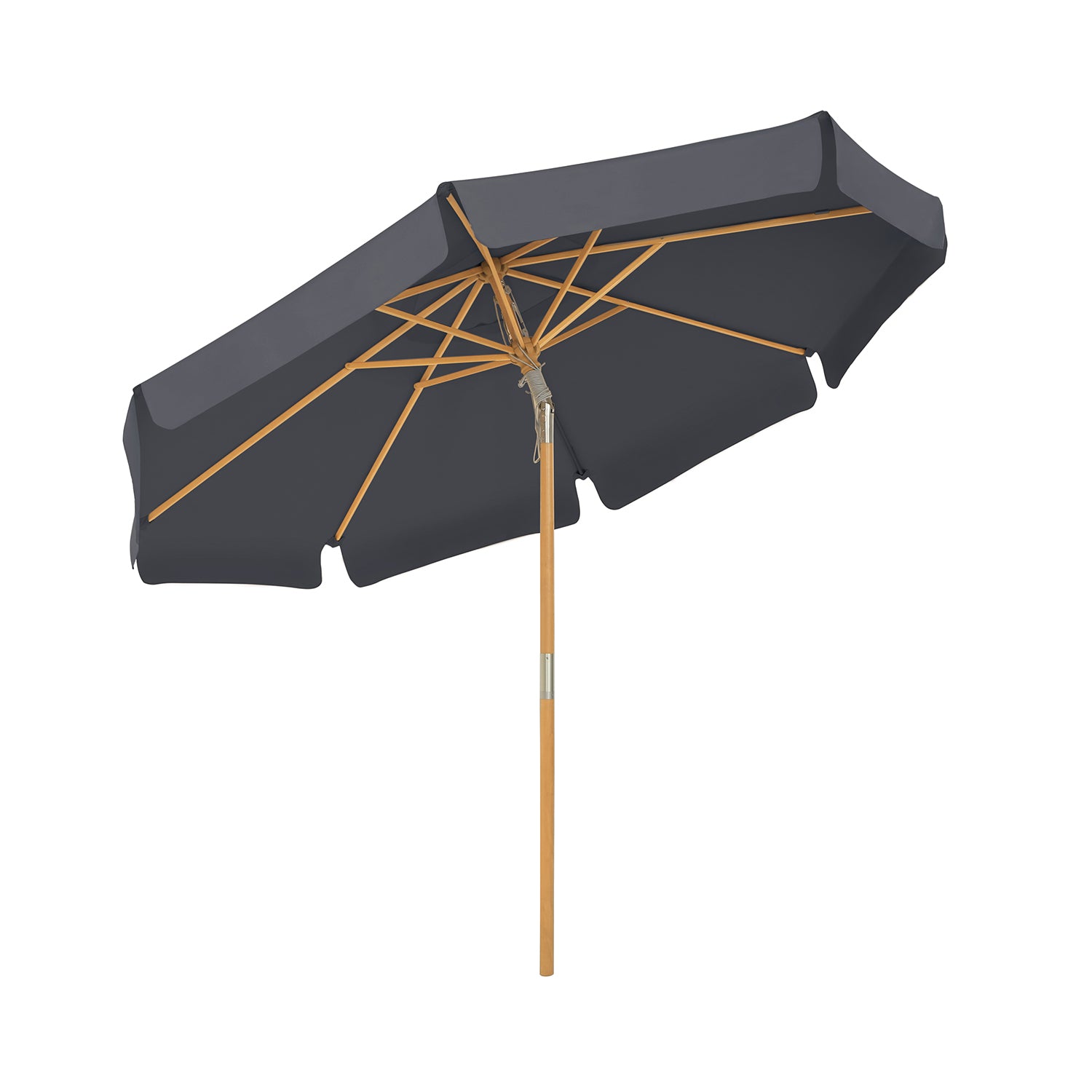 3m Haveparasol, Ottekantet Solskærm, Træstang Og Ribben, Tiltmekanisme, Grå fra Songmics