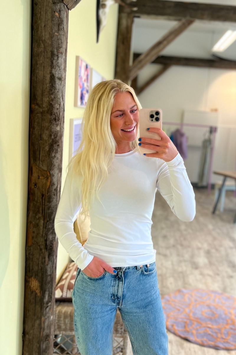 A View   Bluse   Stabil Top L S   000 White fra A-view