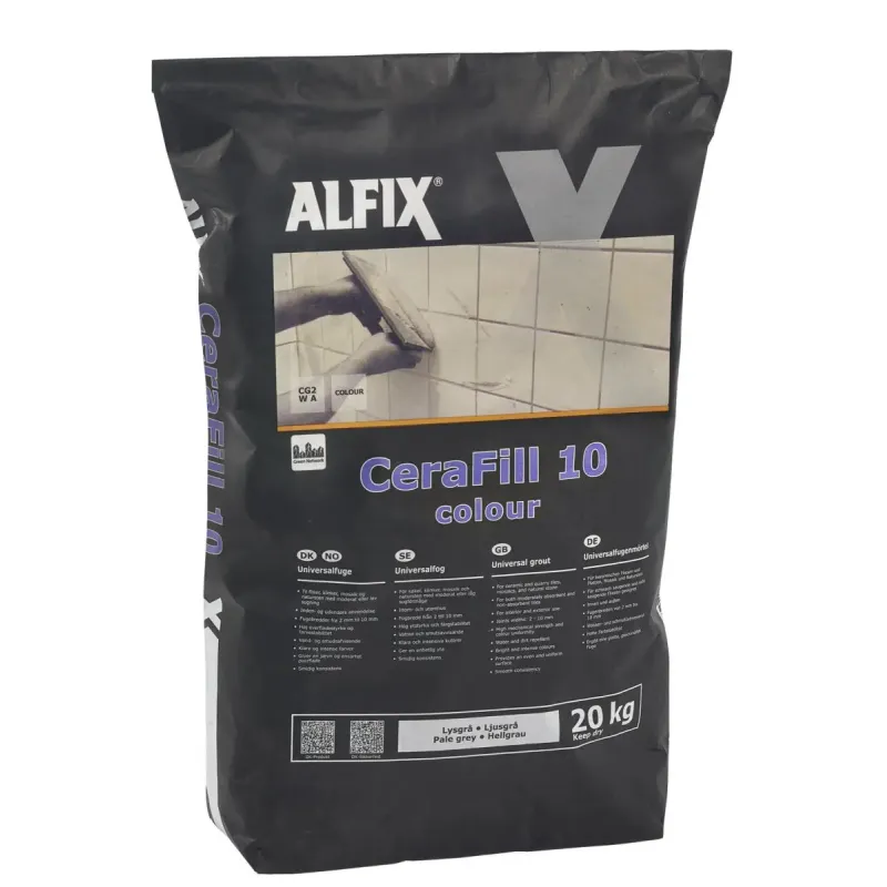 Cerafill 10 Colour Universalfuge Lysgrå 20kg fra Alfix
