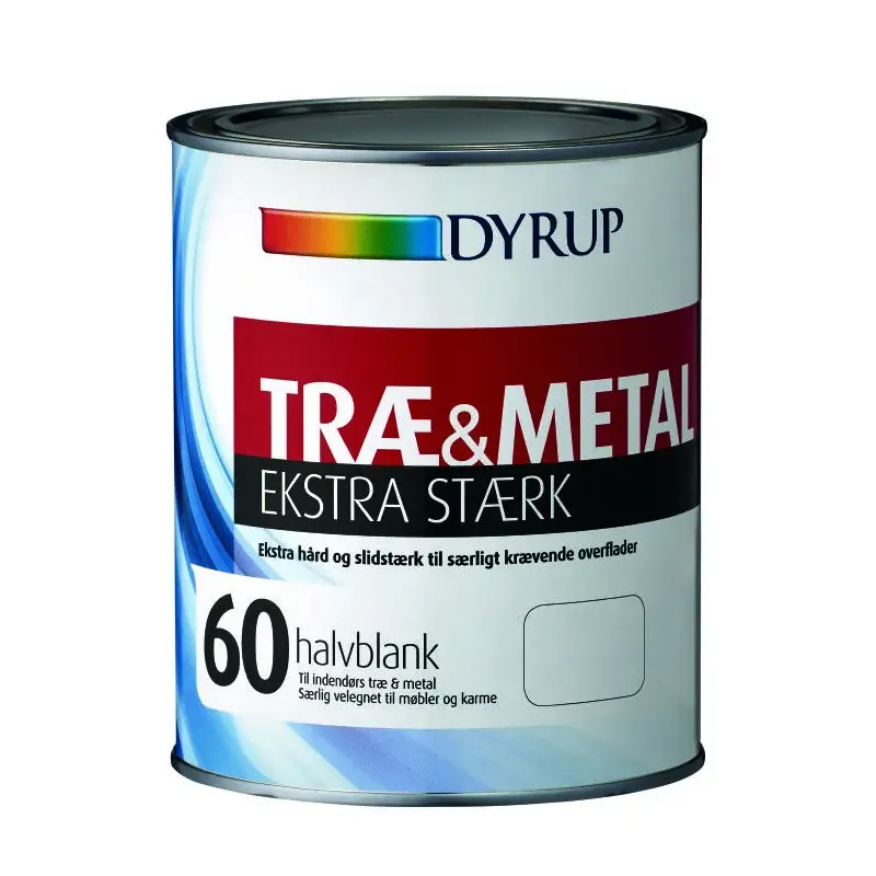 Træ&metal Ekstra Stærk Halvblank Hvid   1lt fra Dyrup