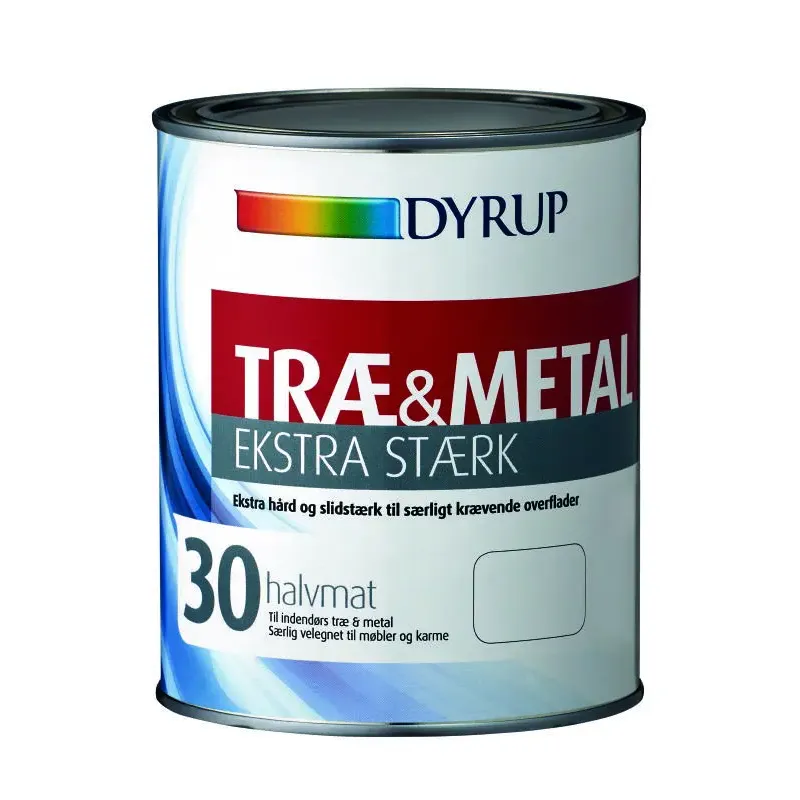 Træ&metal Ekstra Stærk Halvmat Hvid   1lt fra Dyrup