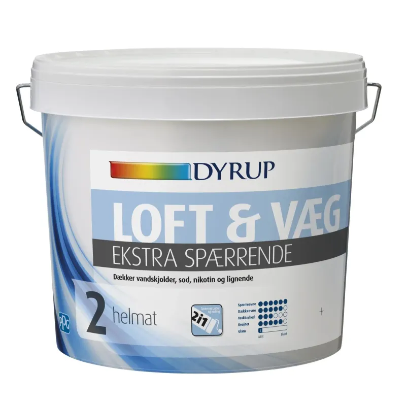 Væg & Loft 02   Ekstra Spærrende Hvid   4,5lt fra Dyrup