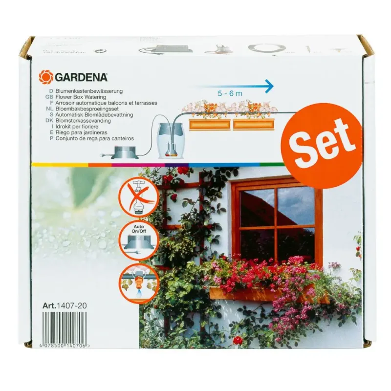 Fuldautomatisk Vanding Af Blomsterkasser Startsæt   01407 20 fra Gardena
