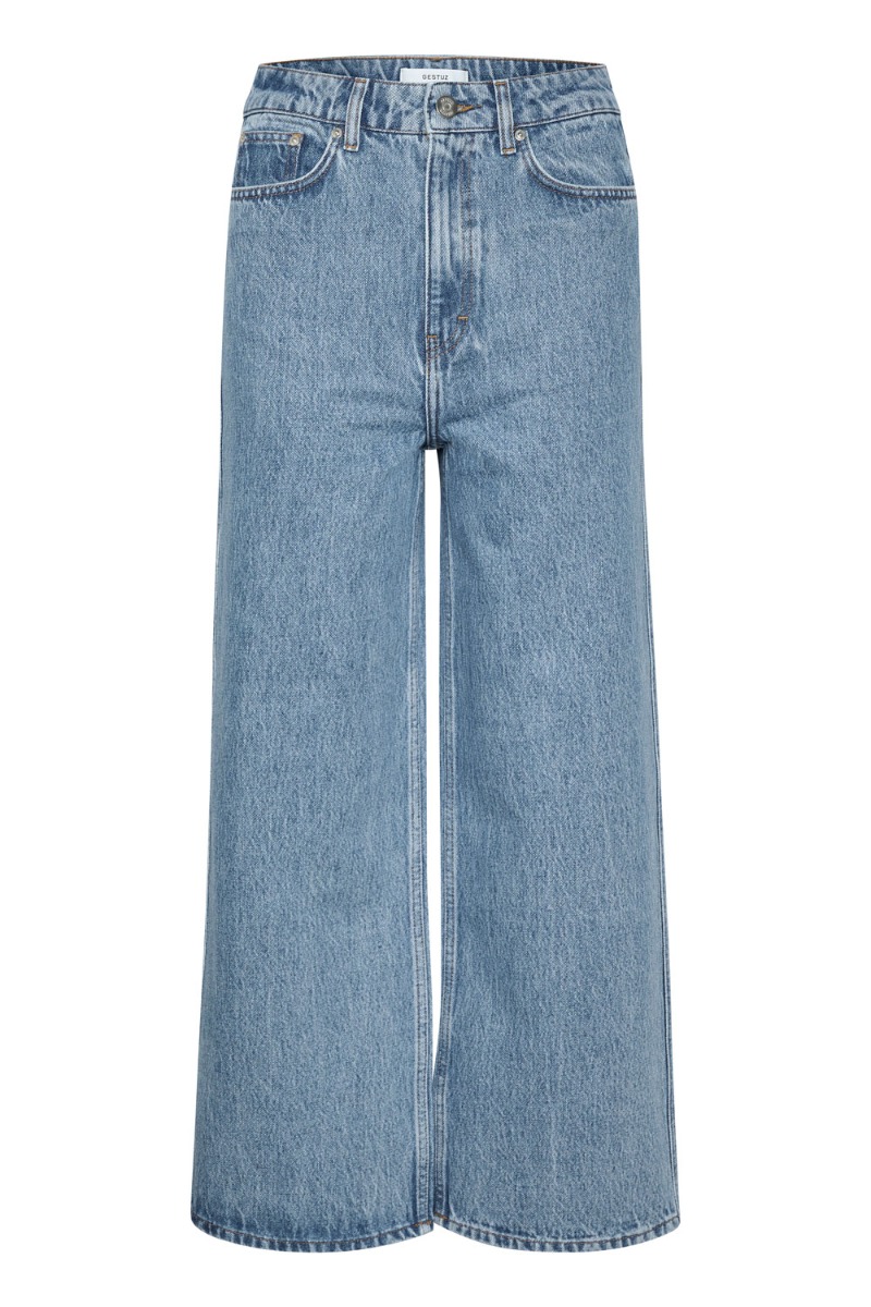 Jeans   Amber Hw Straight Culotte   Washed Mid Blue fra Gestuz