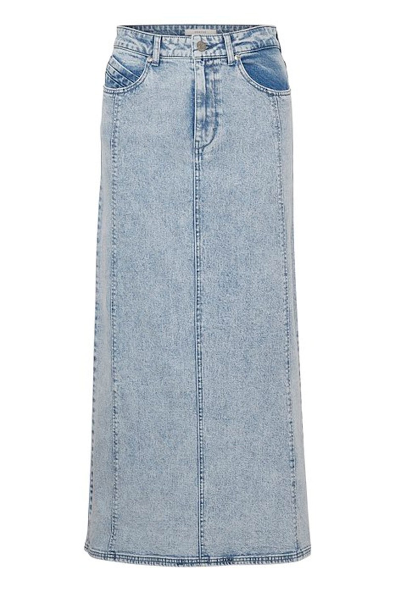 Nederdel   Janicegz Long Skirt   Washed Mid Blue fra Gestuz