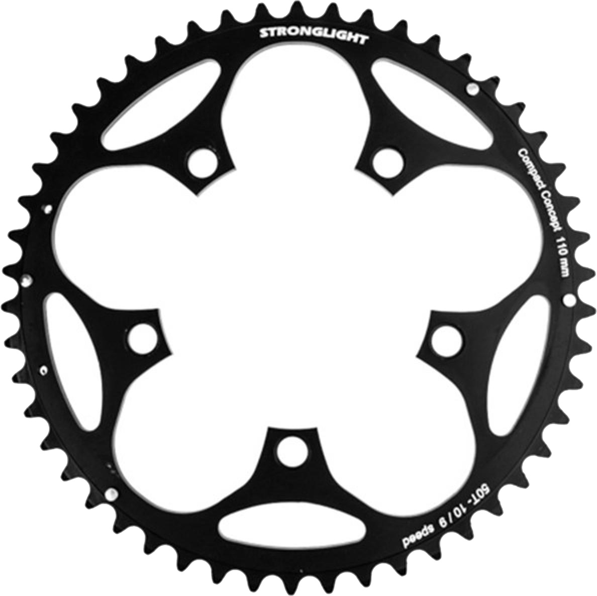 Stronglight Chainring 50t 5 Hole 110mm   Sort fra Diverse