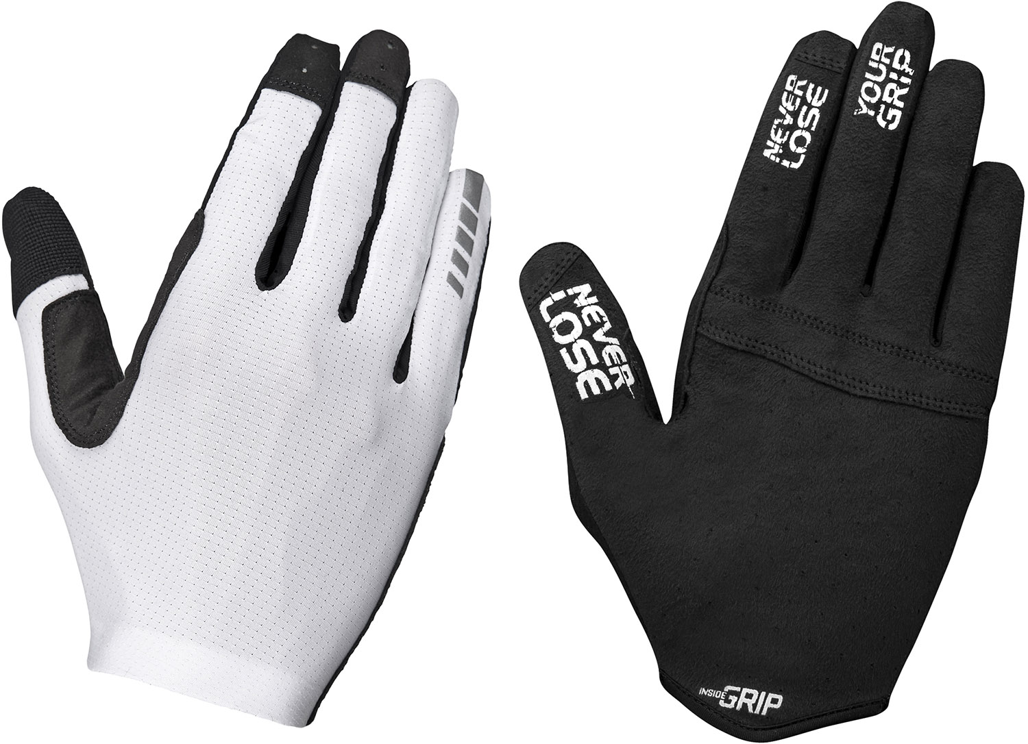 Aerolite Insidegrip Long Finger Cykelhandske   Hvid fra Gripgrab