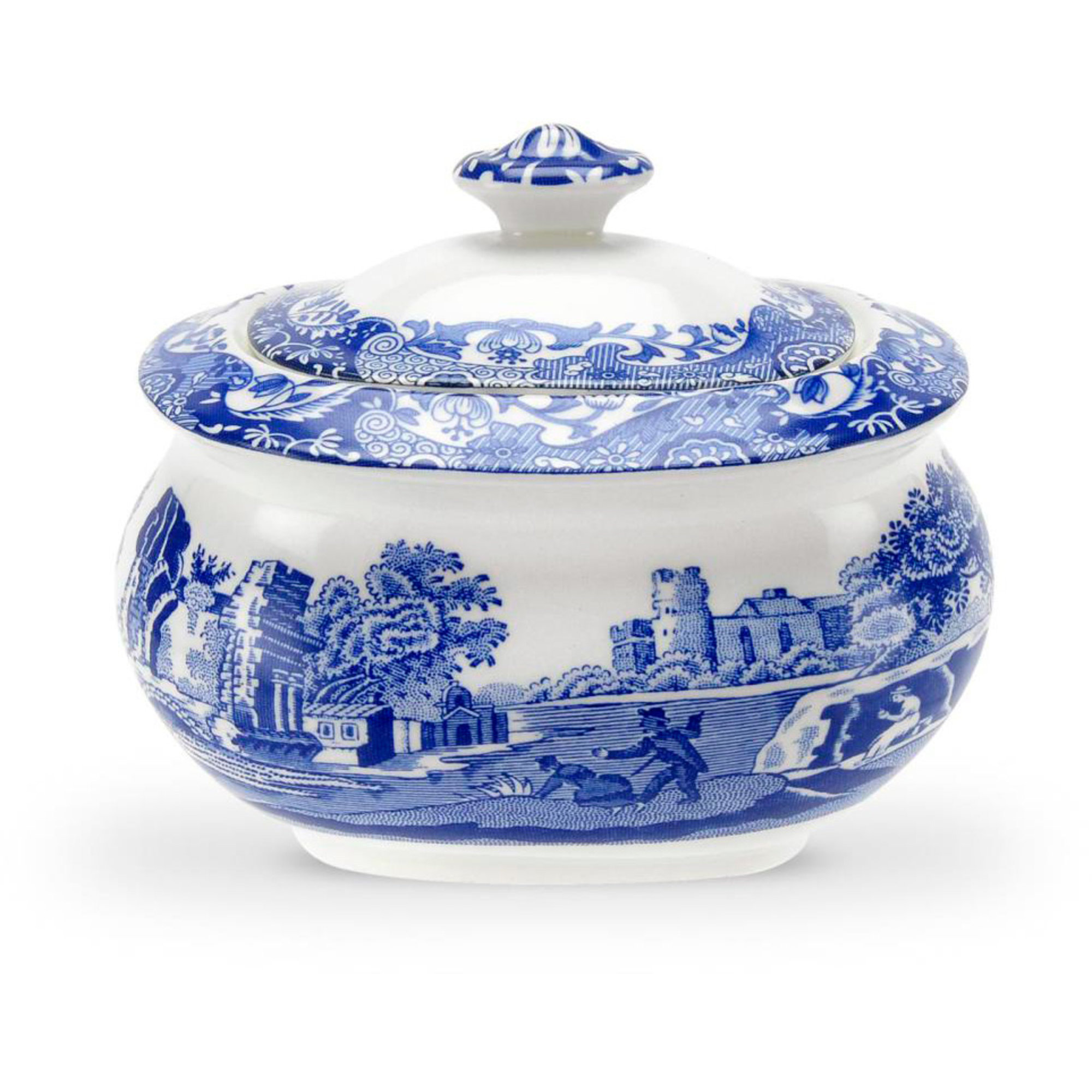 Sukkerskål M. Låg 'blue Italian' fra Spode