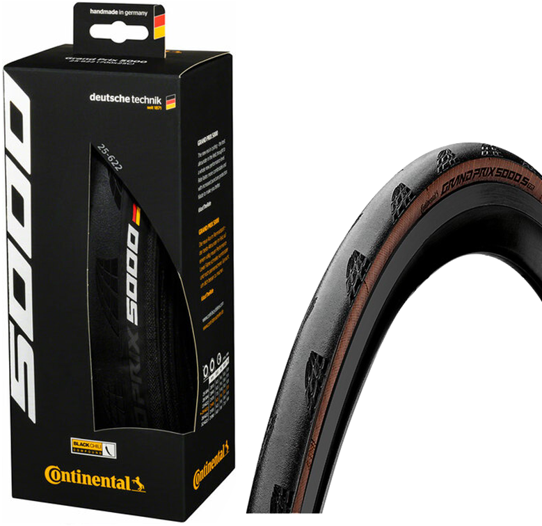 Grand Prix 5000 Tubeless Folding Racerdæk 700x25c 32c   Brun fra Continental