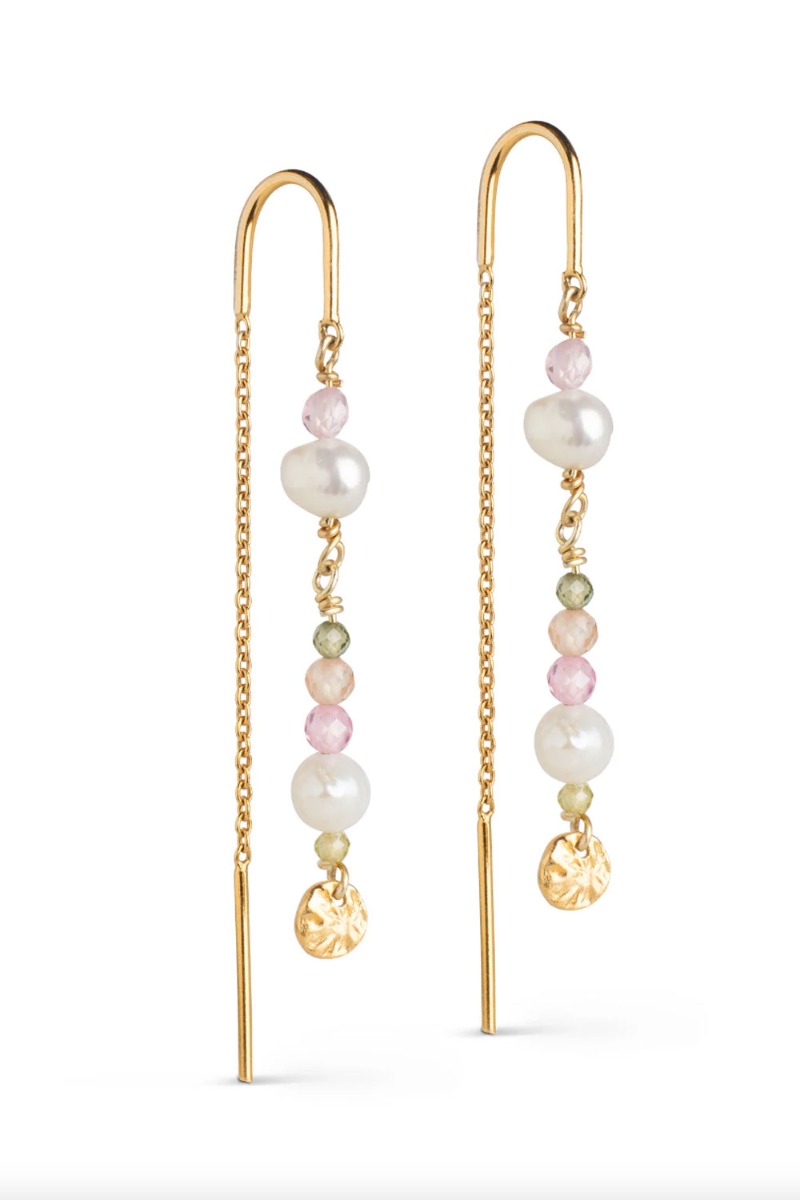 øreringe   Earring Sofia   Light Pink Kaki Green Peach Pearl fra Enamel